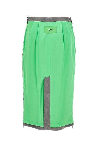 Fendi Women Satin And Gabardine Skirt