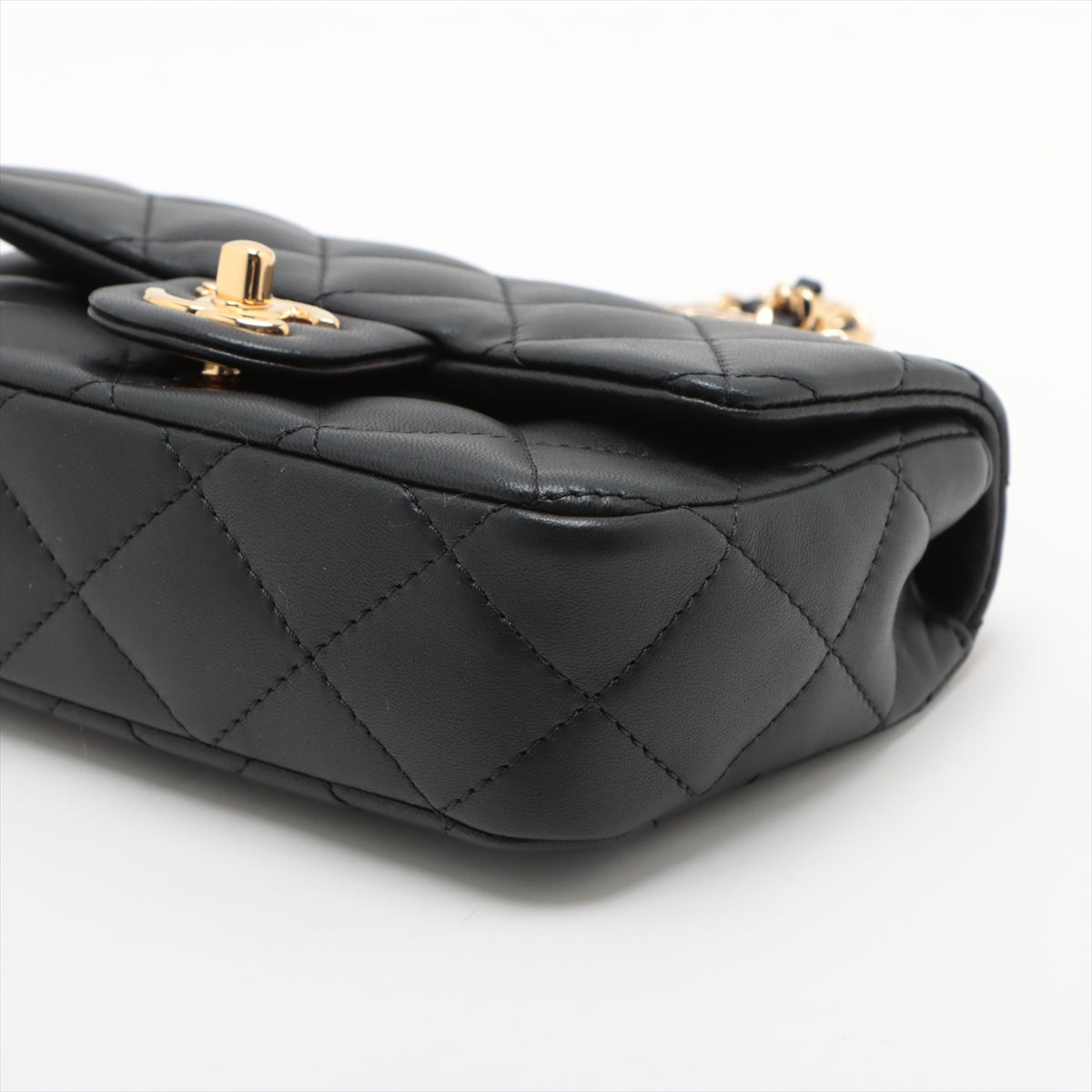 Chanel Mini Matrasse  2WAY Shoulder Bag Top Handle Black G Gold