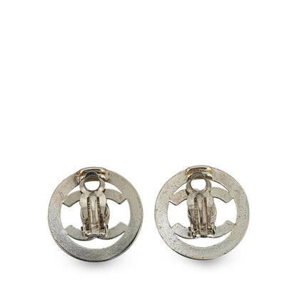 Chanel Vintage Cocomark Whiteboard Rock Earring Silver Metal  Chanel
