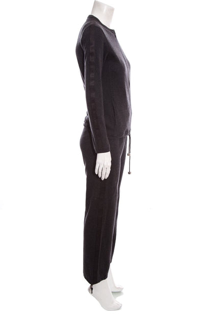 Chanel Charcoal Cotton & Cashmere Athletic Set SZ 38