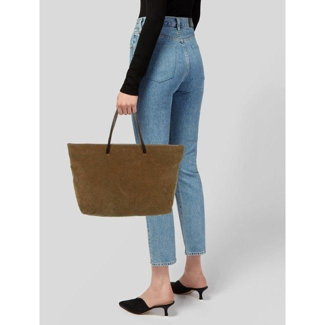 Fendi Camel Corduroy & Brown Leather Roll Tote
