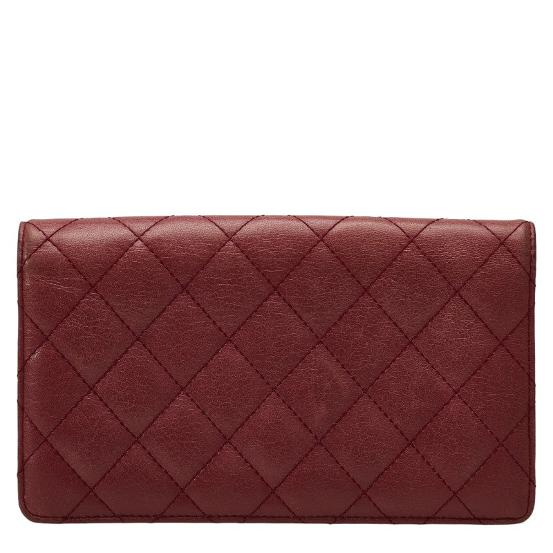 Chanel Matrace Cocomark Long Wallet Two Foldable Wallet Pink Leather Lady Chanel