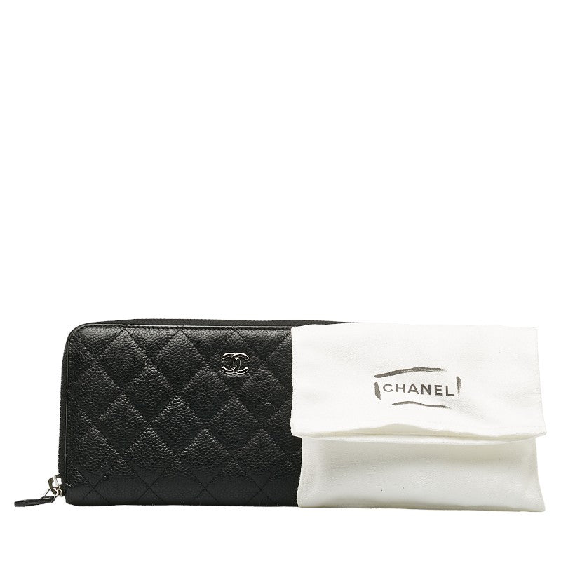 Chanel Matrases Coco Round Long Wallet Black Caviar S  Chanel