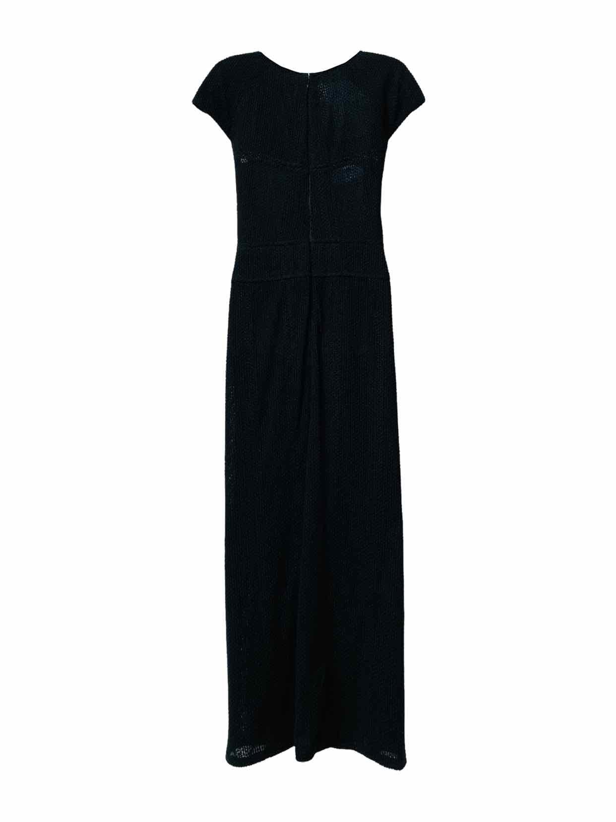 CHANEL Black Textured Size US 4 Long Dress