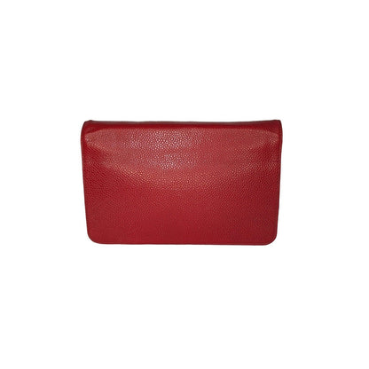 Chanel 2012 Red Caviar Timeless Wallet On Chain WOC