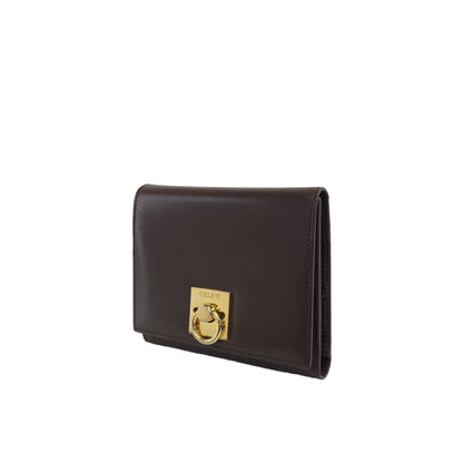 CELINE Gancini Trifold Wallet Brown Vintage 5ijktw