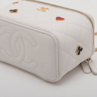 Chanel Matrasse Caviar S Chain Shoulder Bag Vanity White G