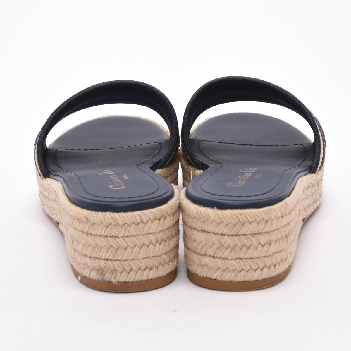 Dior Dark Navy Embroidered Canvas DWay Platform Slides 37