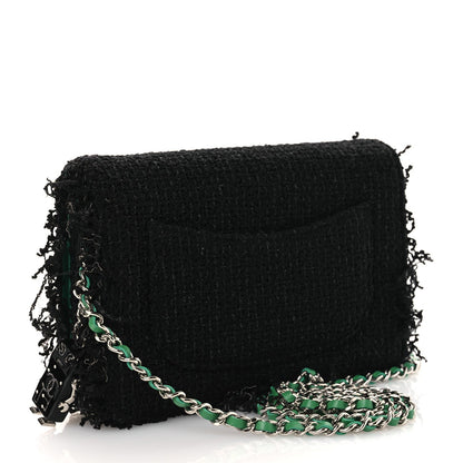 Tweed Fringe Wallet On Chain WOC Black Green