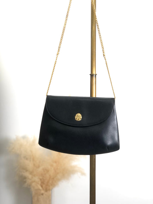 CELINE  Emblem Motif Chain Shoulder bag Black Vintage hp4pbe