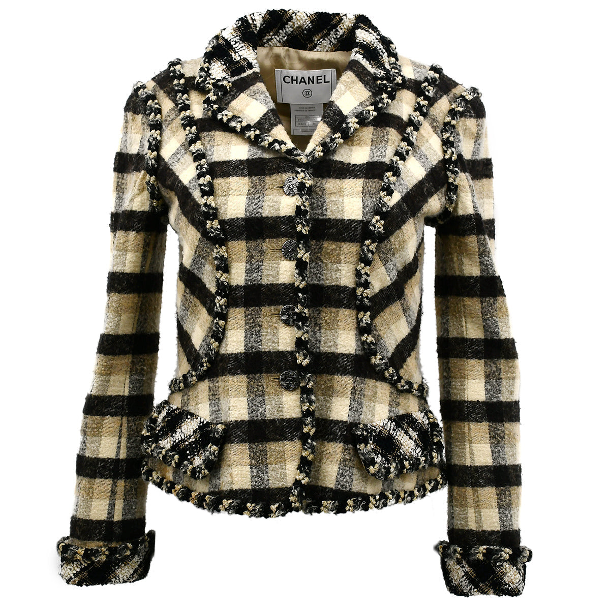 Chanel Single Breasted Jacket Beige 06A #36
