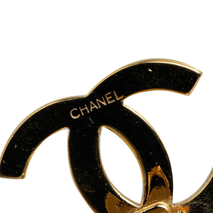 Chanel Vintage Oval Logo Earrings Gold