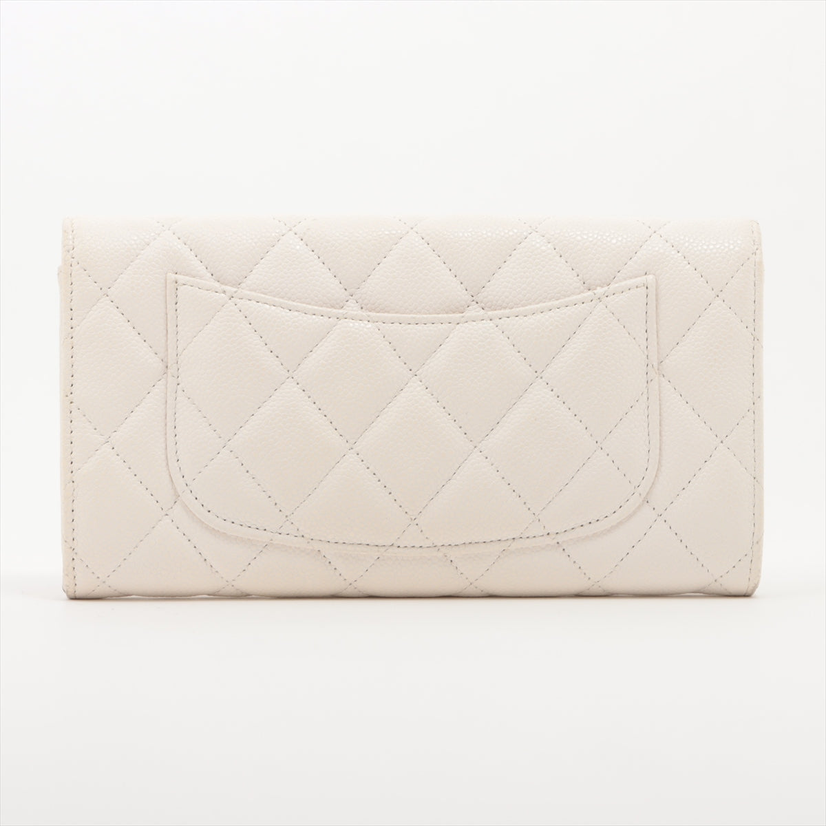 Chanel Matrasse Caviar S Wallet White Silver Gold