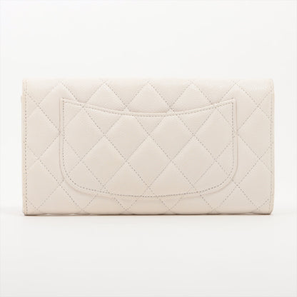 Chanel Matrasse Caviar S Wallet White Silver Gold