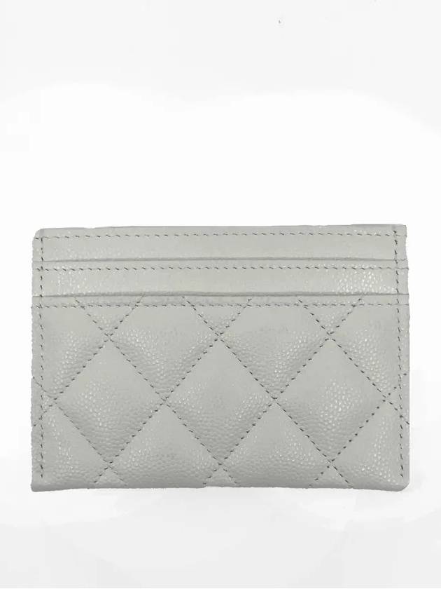 CC Logo Shiny Grained Calfskin Card Wallet White Chanel
