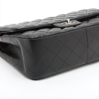 CHANEL Decamatrasse 30 Double Flap Chain Bag Black Silver Lambskin A58600