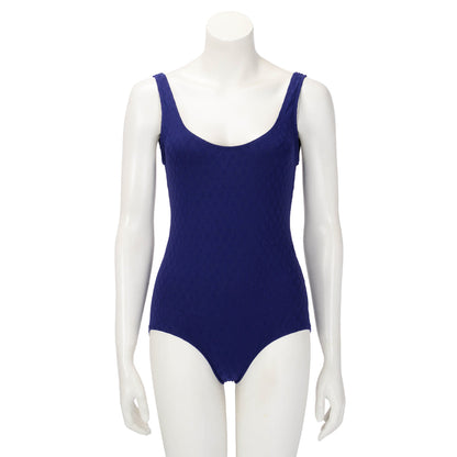 Chanel Dark Blue CC Jacquard One Piece Swimsuit Bodysuit FR 40