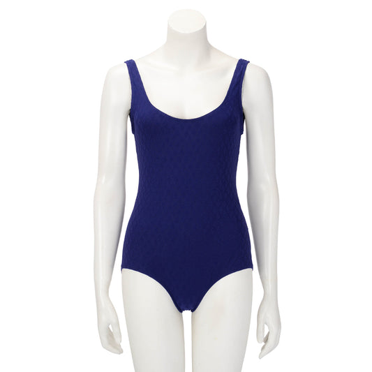 Chanel Dark Blue CC Jacquard One Piece Swimsuit Bodysuit FR 40