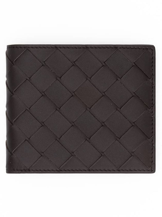 Luxury Bottega Veneta Intrecciato Leather Half Wallet Brown