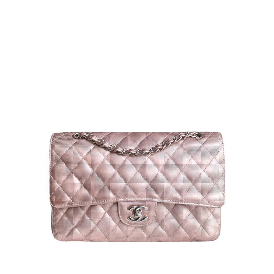Chanel Classic Flap Medium - Pixelated Calfskin Metallic Pink Silver Hardware Series 21