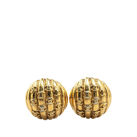 Chanel Gold Plated Coco Mark Vintage Earrings