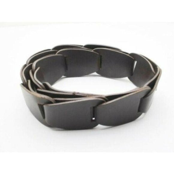 GUCCI Brown Leather Links Wood Bamboo Buckle