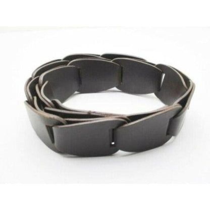 GUCCI Brown Leather Links Wood Bamboo Buckle