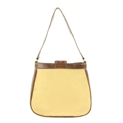 Gucci Jackie Early With Shelly Stripe Brown Leather And Gg Leather Satchel