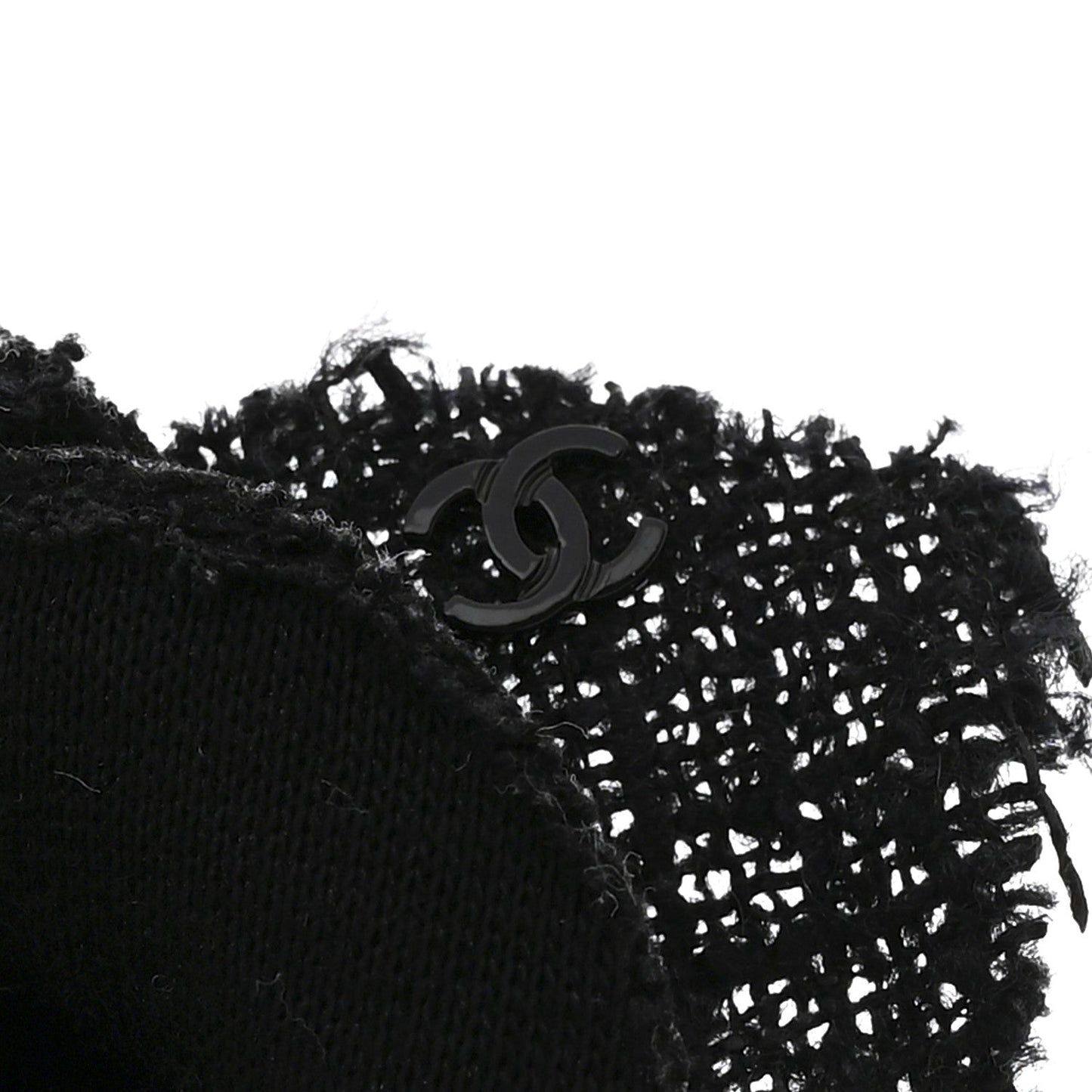 Tweed Camellia Pin Brooch Black