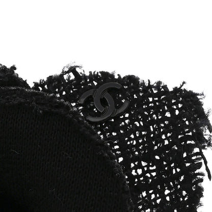 Tweed Camellia Pin Brooch Black