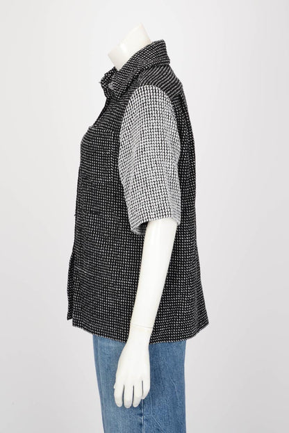 Chanel Black & White Tweed Short Sleeve Blouse FR 36