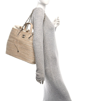 Woven Straw Caviar Tote Beige