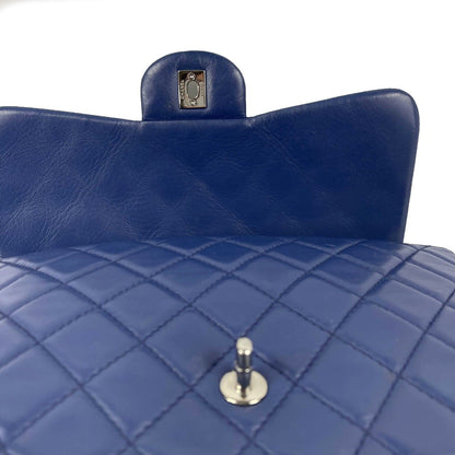 CHANEL Classic 08 Single Flap Bag - Blue Quilted Lambskin Maxi Shoulder Bag