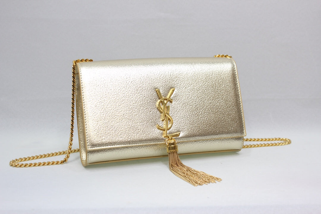 Yves Saint Laurent Kate Chain Wallet With Tassel Yellow Copper  10.2in/26cm