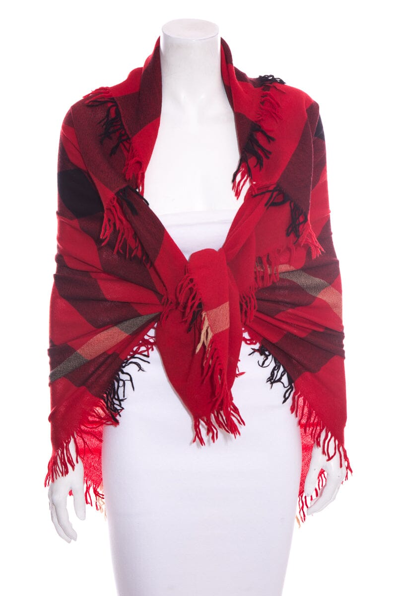 Burberry Red & Black Plaid Scarf