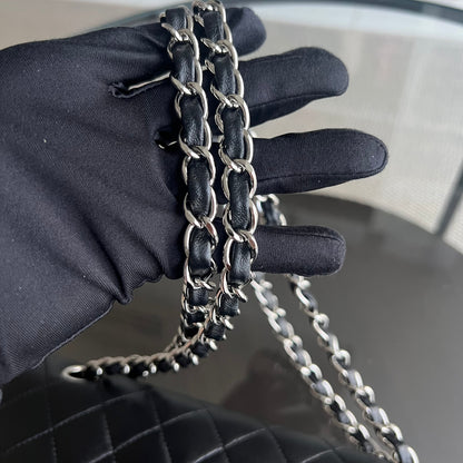 Balance of Quilted Lambskin Black Silver Hardware Series 13