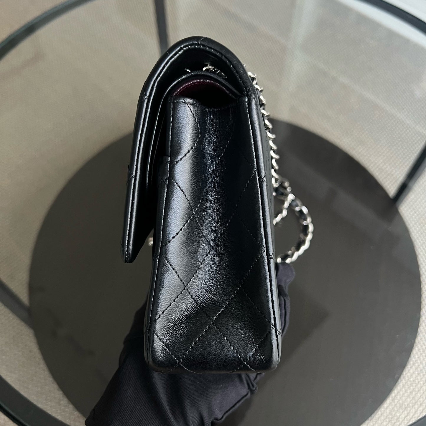 Balance of Quilted Lambskin Black Silver Hardware Series 13