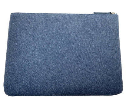 Chanel Brand New Deauville Blue Denim Sequin Large Clutch
