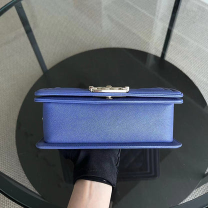 *Series 30* Caviar Boy Small Quilted Grained Calfskin Leboy Dark Blue Golden Hardware Series 30