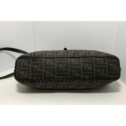 Fendi Shoulder Bag Logo Canvasleather Two Way Satchelshoulder Tobacco Zucco Print Leather And Coated