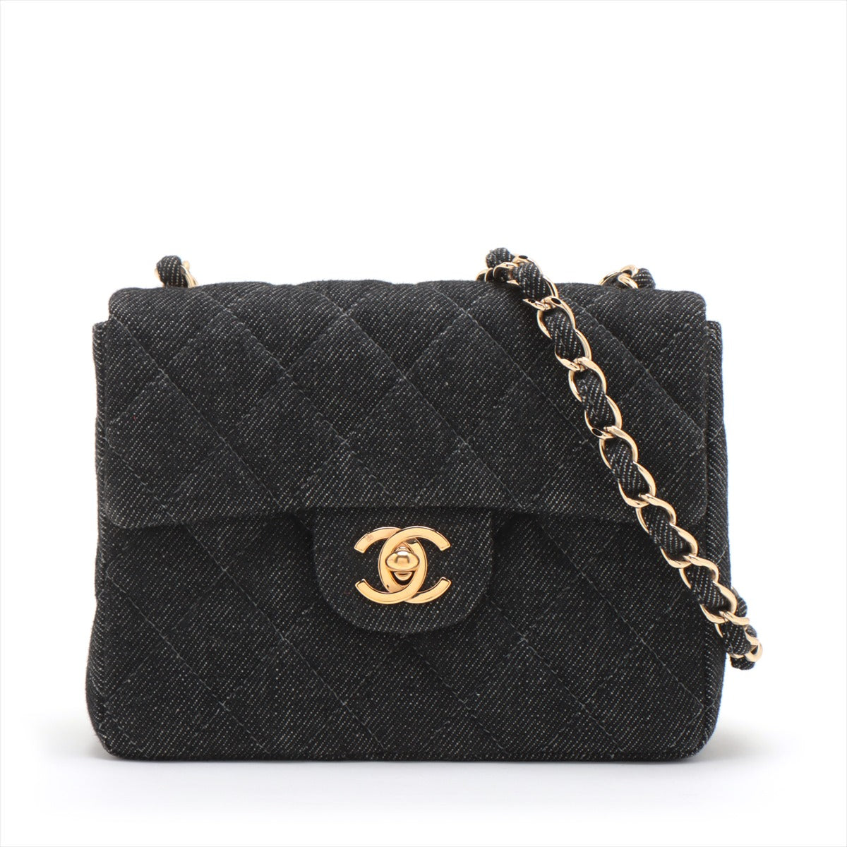 Chanel Mini Matrasse 17 Denim Single Flap Single Chain Bag Black G 5th A35200