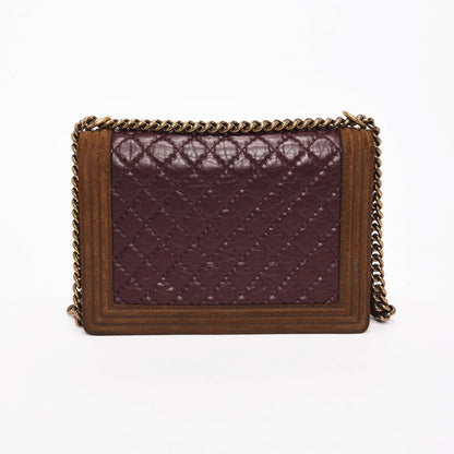 Chanel Burgundy Quilted Aged Calfskin Large Boy Bag