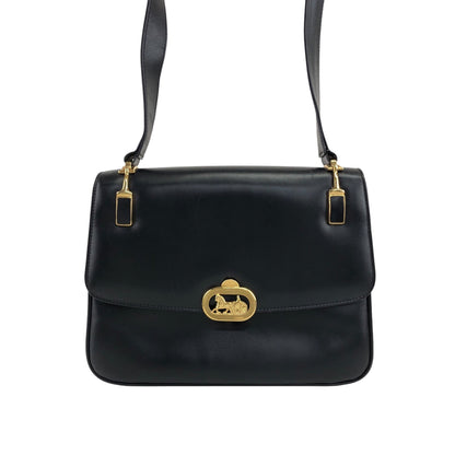 CELINE Horse Carriage Shoulder bag Black Vintage s2znbb