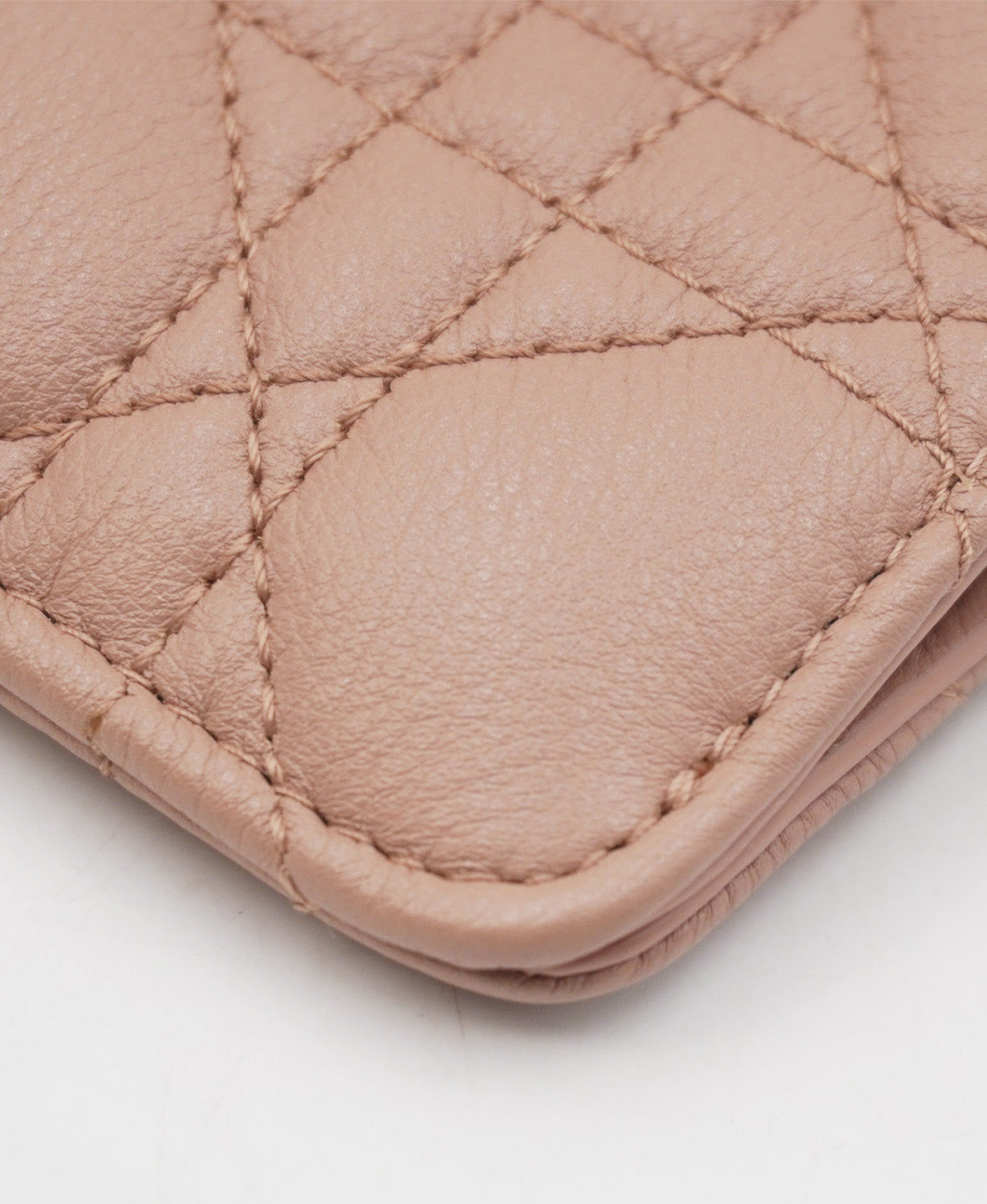 Caro Phone Holder with Chain Cannage Quilt Calfskin Pink