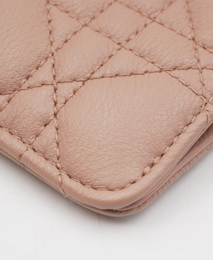 Caro Phone Holder with Chain Cannage Quilt Calfskin Pink