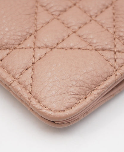 Caro Phone Holder with Chain Cannage Quilt Calfskin Pink