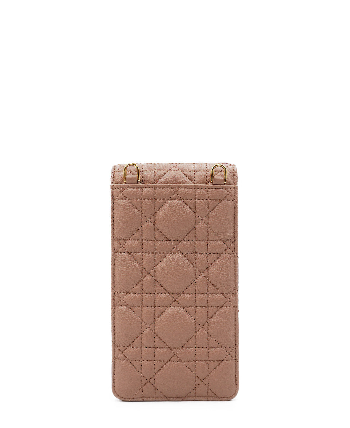 Caro Phone Holder with Chain Cannage Quilt Calfskin Pink