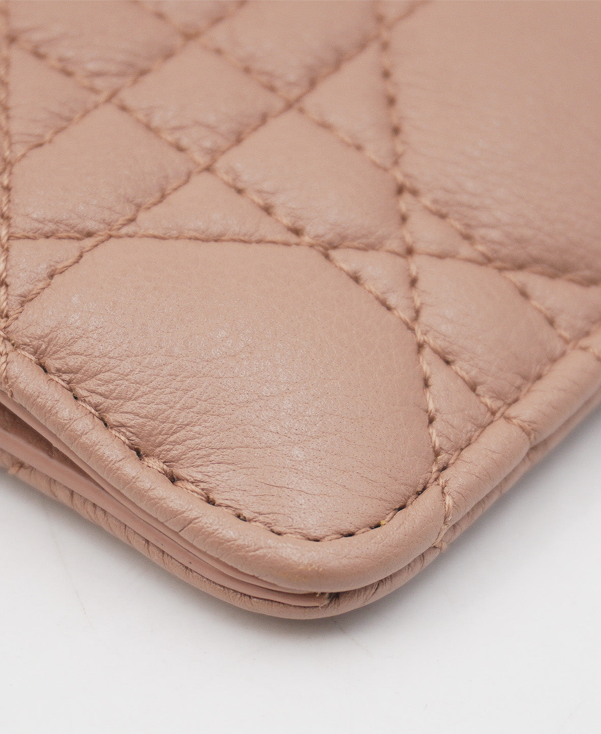Caro Phone Holder with Chain Cannage Quilt Calfskin Pink