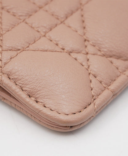 Caro Phone Holder with Chain Cannage Quilt Calfskin Pink