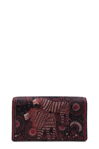 Lady  Animal Clutch on Chain Navy Pink